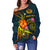 American Samoa Polynesian Personalised Off Shoulder Sweater - Legend of American Samoa (Blue) - Polynesian Pride