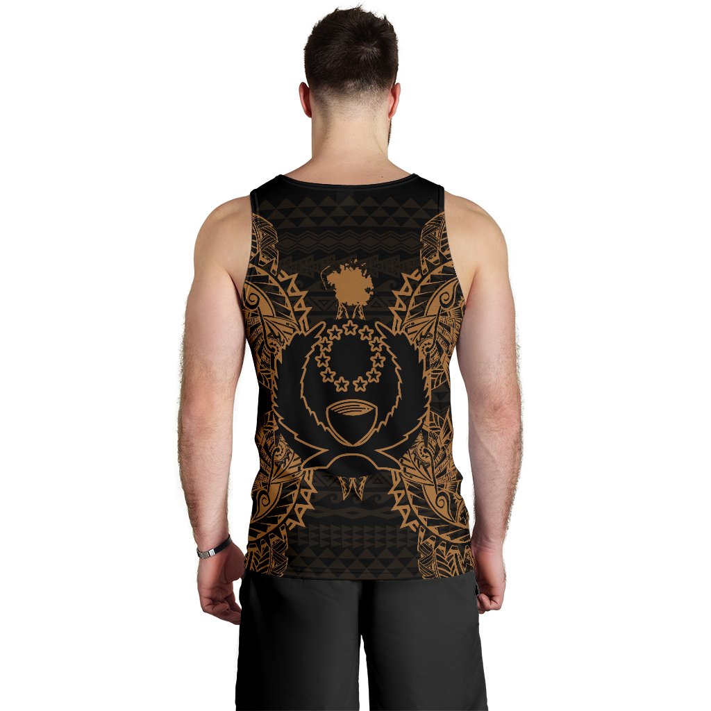 Pohnpei Polynesian Men Tank Top Map Gold - Polynesian Pride