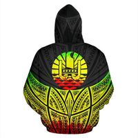 Tahiti Polynesian Zip up Hoodie Reggae Pride Map and Seal - Polynesian Pride