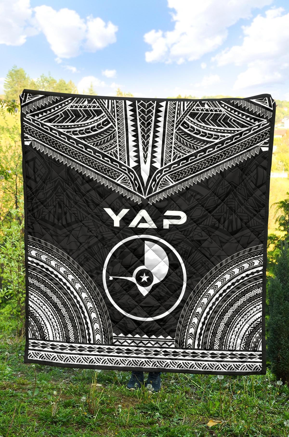 Yap Premium Quilt - Yap Flag Polynesian Chief Black Version - Polynesian Pride