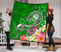 Guam Premium Quilt - Turtle Plumeria (Green) - Polynesian Pride