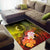 Vanuatu Custom Personalised Area Rug - Humpback Whale with Tropical Flowers (Yellow) - Polynesian Pride