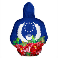 Pohnpei Polynesian Zip Hoodie Flag Hibiscus - Polynesian Pride
