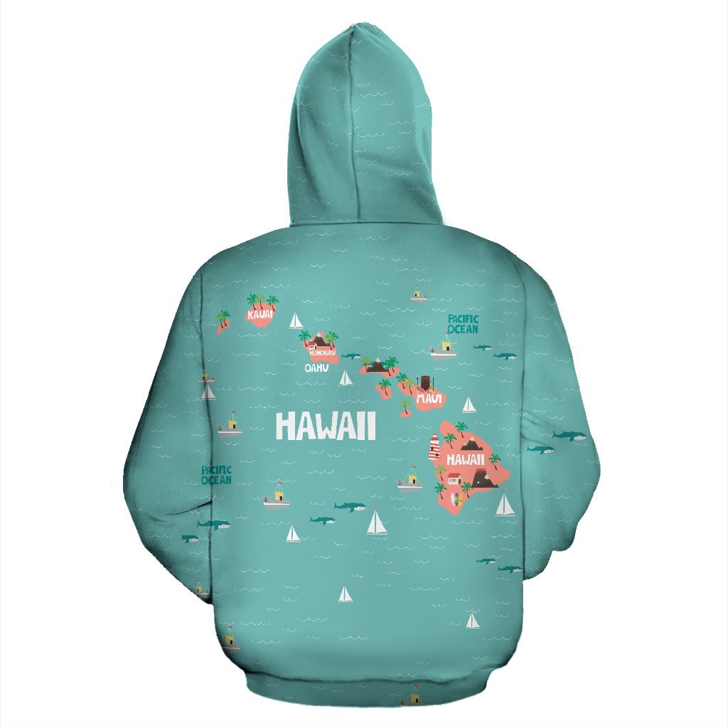 Hawaii Hoodie Map Doodle Version - Polynesian Pride