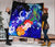 Vanuatu Custom Personalised Premium Quilt - Humpback Whale with Tropical Flowers (Blue) - Polynesian Pride
