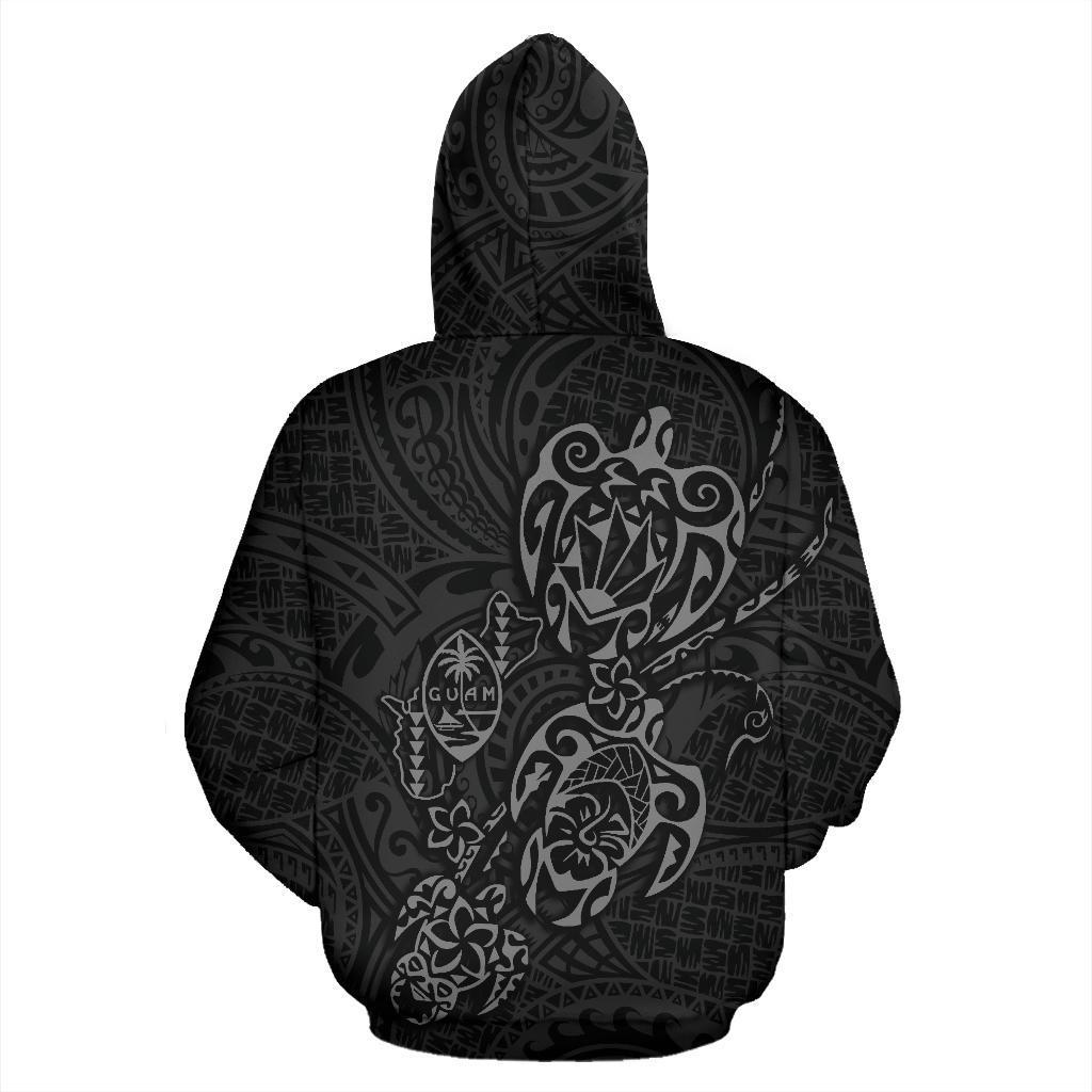 Zip up Hoodie Guam Family Turtles Map Polynesian Grey - Polynesian Pride