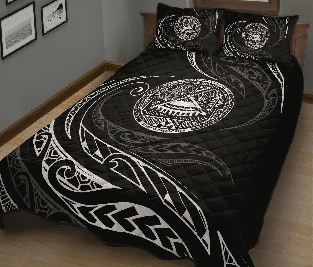 American Samoa Quilt Bed Set - White - Frida Style - Polynesian Pride