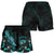 Hawaii Polynesian Women's Shorts - Turtle With Blooming Hibiscus Turquoise - Polynesian Pride