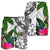 Pohnpei Men's Short White - Turtle Plumeria Banana Leaf - Polynesian Pride