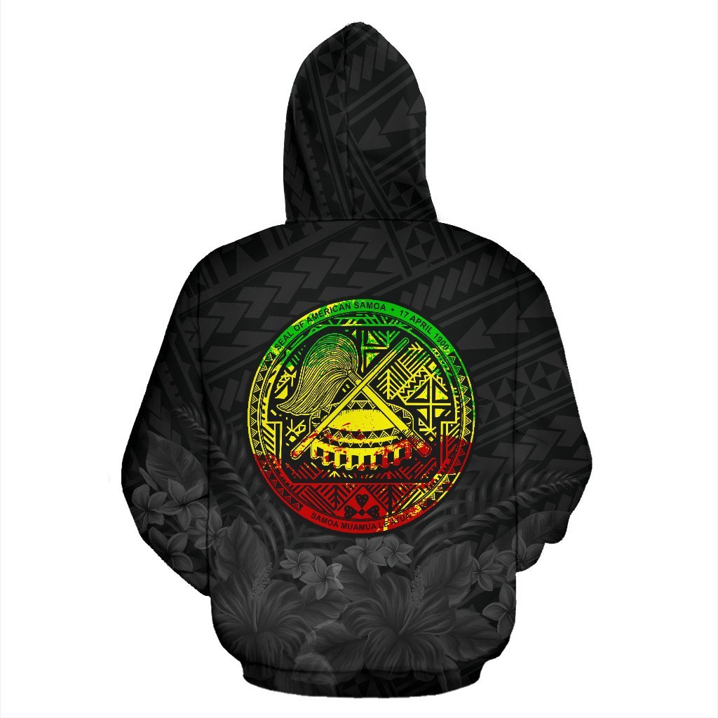 American Samoa Eagle With Seal Zip Hoodie Rasta - Polynesian Pride
