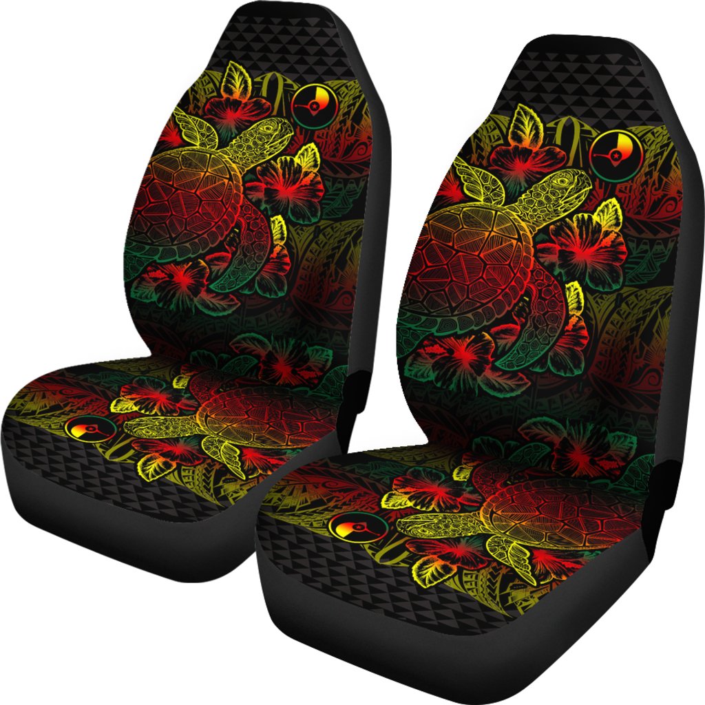 Yap Car Seat Covers - Yap Flag Turtle Hibiscus Reggae - Polynesian Pride