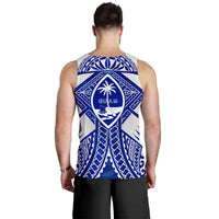 Guam Polynesian Men's Tank Top - Guam White Seal with Polynesian Tattoo Ver 02 - Polynesian Pride