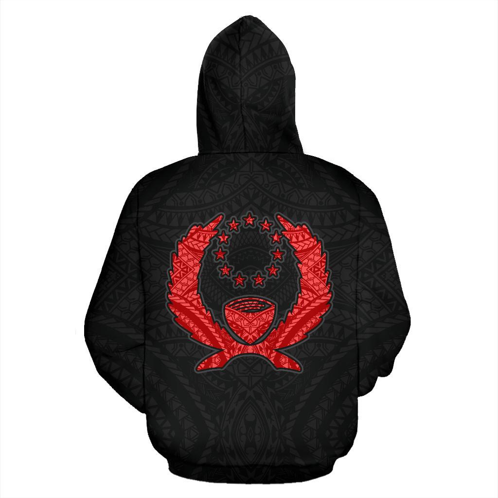 Pohnpei Hoodie Micronesia Pohnpeian Warrior Red - Polynesian Pride