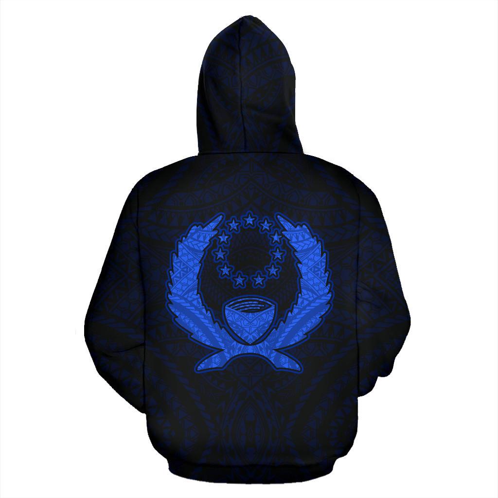 Pohnpei Hoodie Micronesia Pohnpeian Warrior Blue - Polynesian Pride
