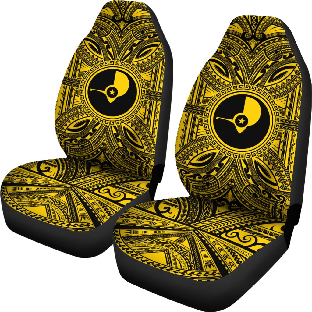 Yap Car Seat Cover - Yap Coat Of Arms Polynesian Gold Black - Polynesian Pride
