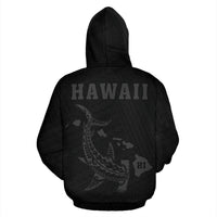 Polynesian Kakau Hammerhead Shark Map of Hawaii Hoodie Grey - Polynesian Pride