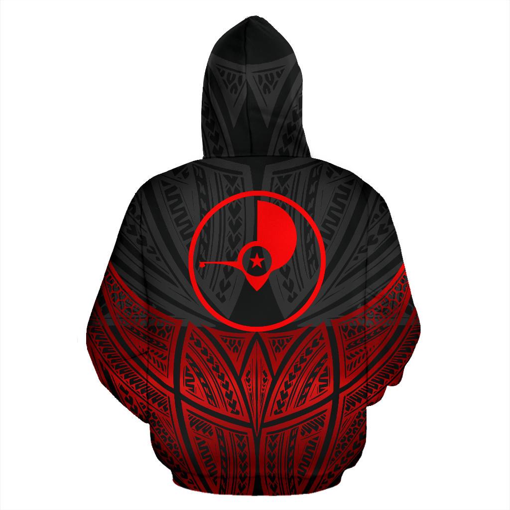 Yap Polynesian Zip up Hoodie Red Black Pride Map and Seal - Polynesian Pride