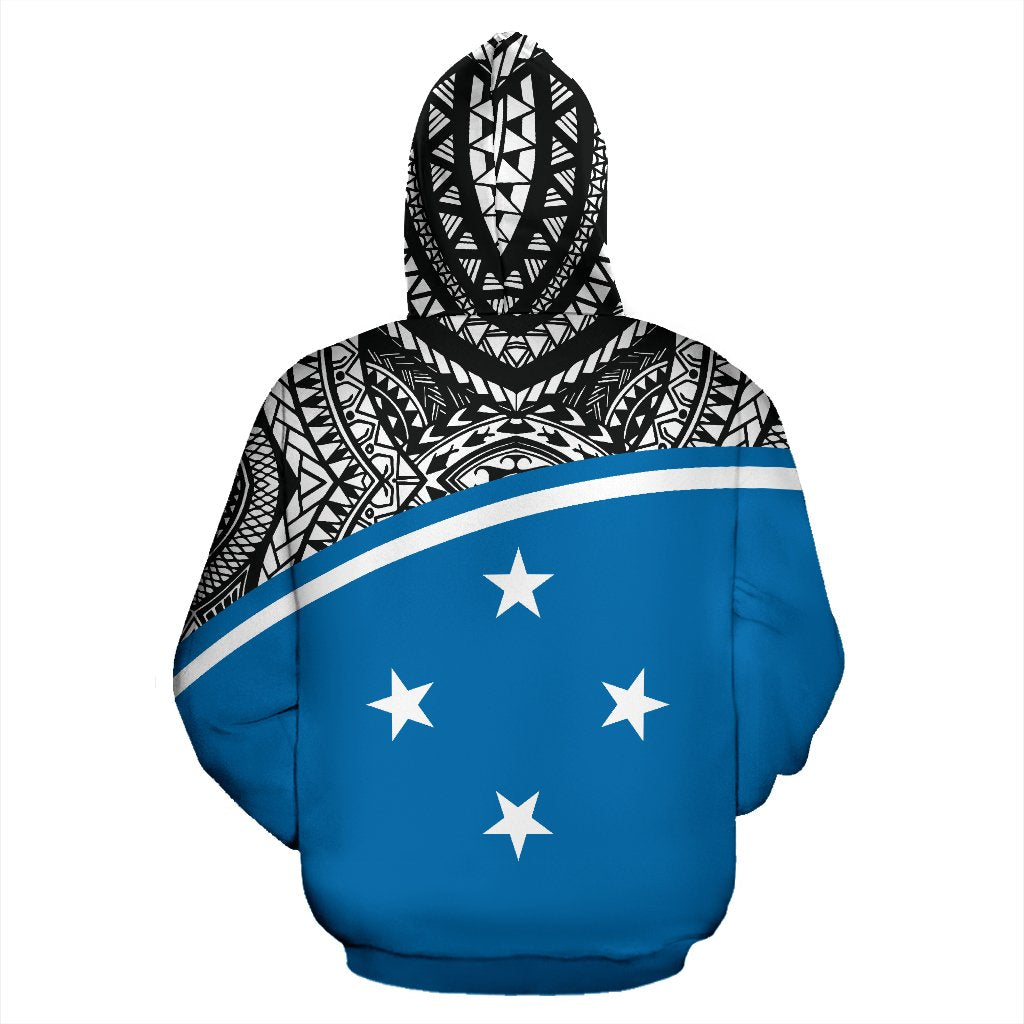 Yap All Over Hoodie Micronesia Curve Blue Style - Polynesian Pride