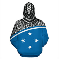 Yap All Over Hoodie Micronesia Curve Blue Style - Polynesian Pride