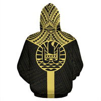 Tahiti Zip Hoodie Tahiti Flag Polynesian Tattoo Black A6 - Polynesian Pride