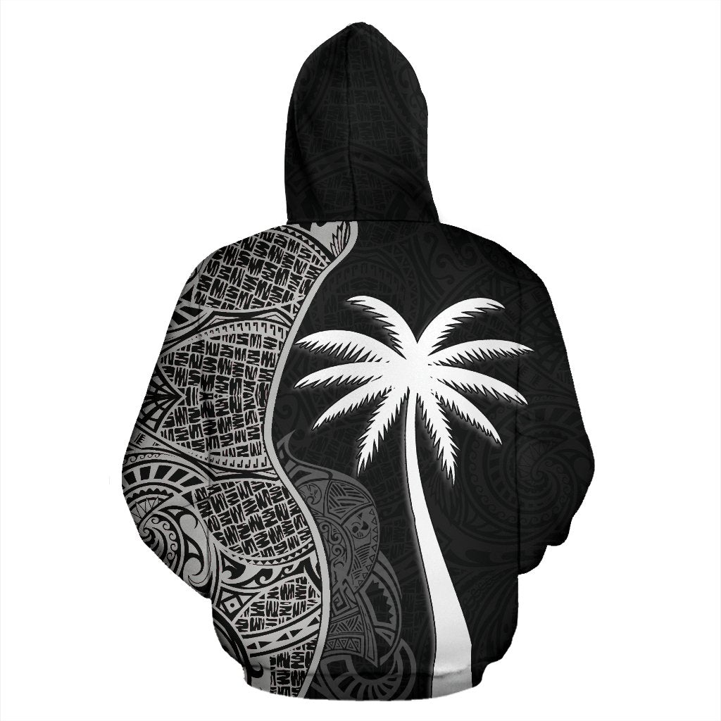 Yap Polynesian Zip up Hoodie Coconut Tree Black - Polynesian Pride