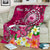 Samoa Custom Personalised Premium Blanket - Turtle Plumeria (Pink) - Polynesian Pride