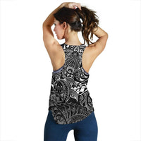 Polynesian Hawaii (Kanaka Maoli) Women's Racerback Tank - Black Turtle Hibiscus Flowing - Polynesian Pride