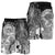 Polynesian Hawaii Men's Shorts - Humpback Whale with Tropical Flowers (White) - Polynesian Pride