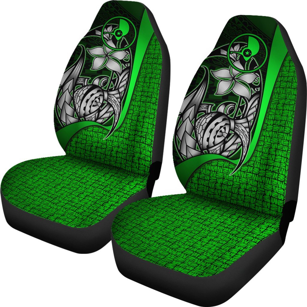 Yap Micronesian Car Seat Covers Green - Turtle With Hook - Polynesian Pride