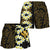 Hawaii Plumeria Kanaka Polynesian Women's Shorts - Curtis Style - Gold Women Gold - Polynesian Pride