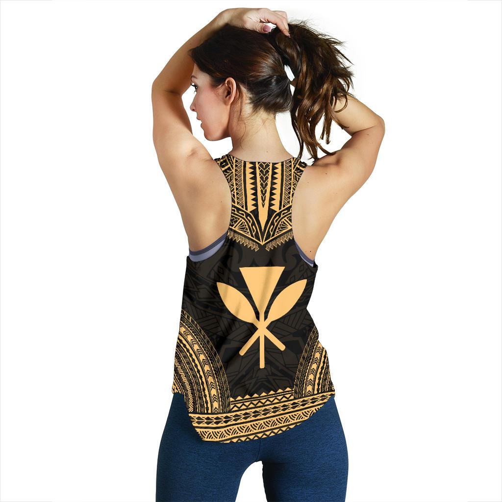 Kanaka Maoli Women's Racerback Tank - Polynesian Chief Gold Version - Polynesian Pride