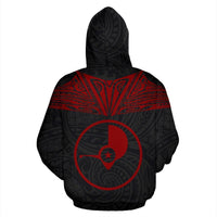 Yap All Over Zip up Hoodie Red Neck Style - Polynesian Pride