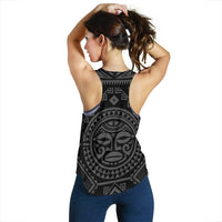 Pohnpei Women's Racerback Tank - Pohnpei Seal With Polynesian Tattoo Style ( Black) - Polynesian Pride