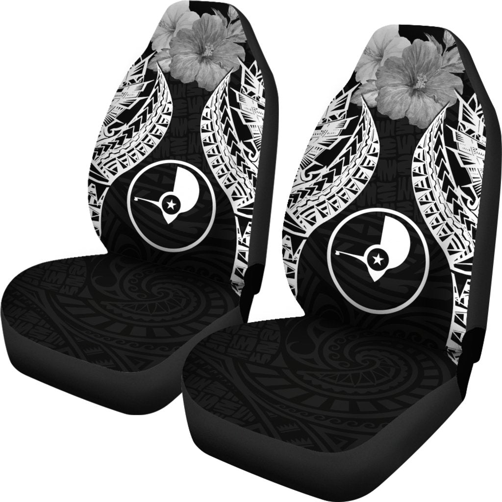 Yap Polynesian Car Seat Covers Pride Seal And Hibiscus Black - Polynesian Pride