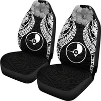Yap Polynesian Car Seat Covers Pride Seal And Hibiscus Black - Polynesian Pride