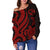 Tonga Women Off Shoulder Sweater - Red Tentacle Turtle - Polynesian Pride