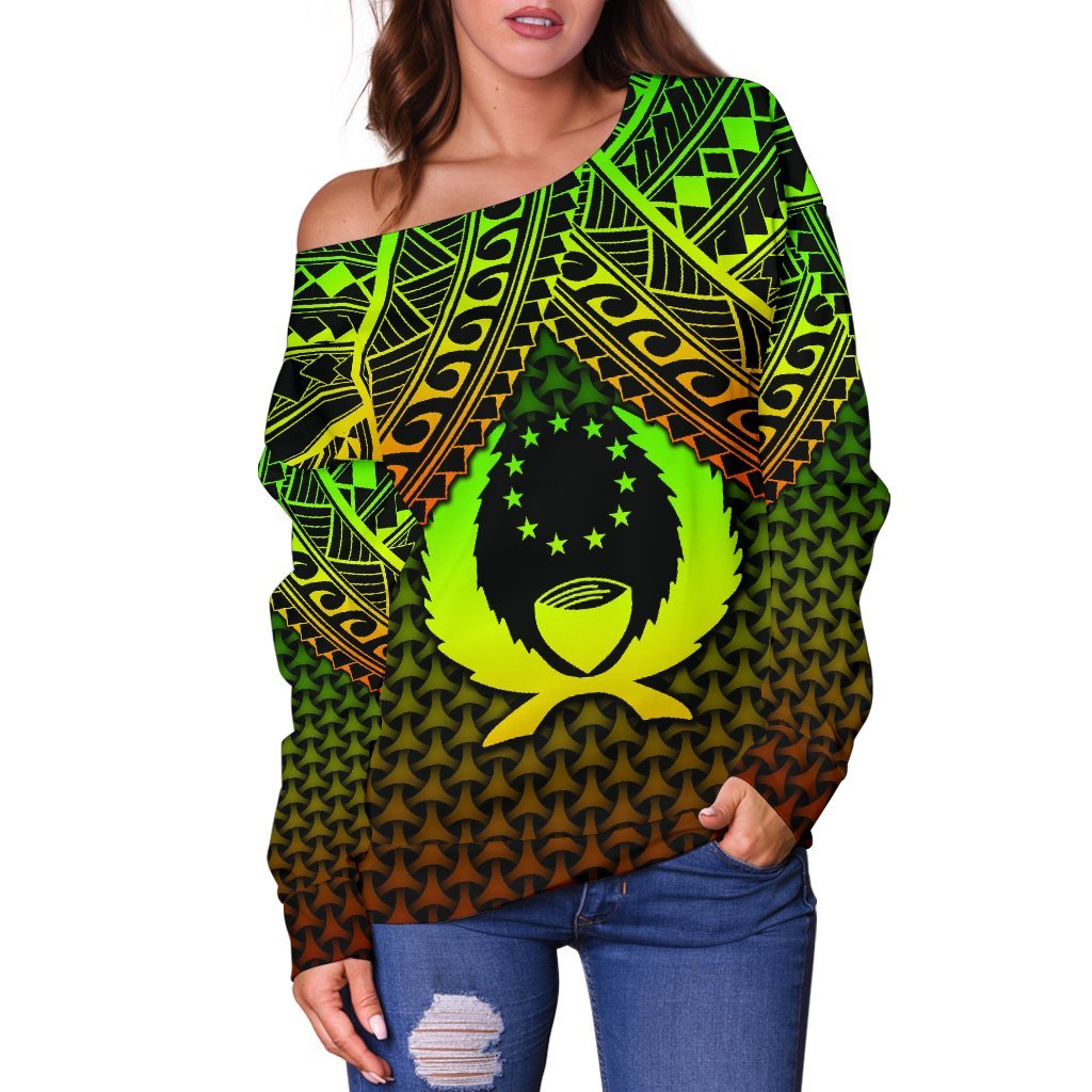 Polynesian Pohnpei Off Shoulder Sweater - Reggae Vintage Polynesian Patterns - Polynesian Pride