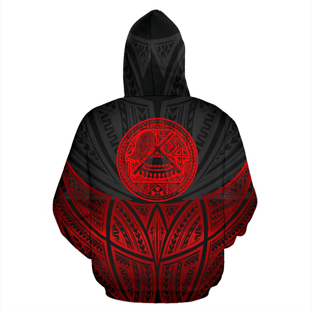 American Samoa Polynesian Hoodie Red Black Pride Map nd Seal - Polynesian Pride