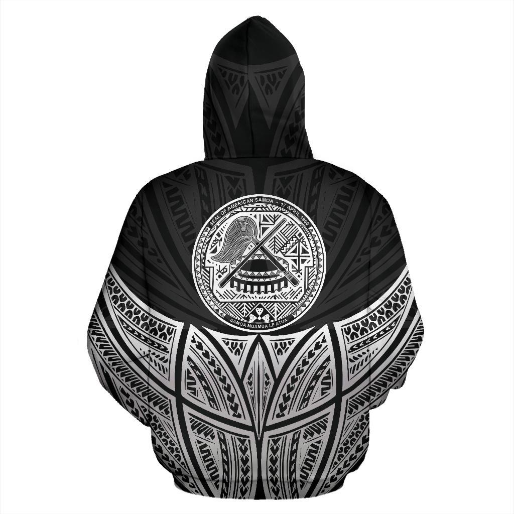 American Samoa Polynesian Custom Zip up Hoodie Black Pride Map and Seal - Polynesian Pride