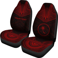 Chuuk Custom Personalised Car Seat Cover - Chuuk Flag Polynesian Chief Tattoo Deep Red Version - Polynesian Pride