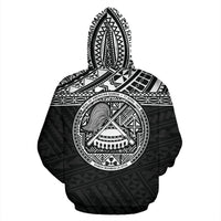 American Samoa All Over Hoodie Polynesian Black Version - Polynesian Pride