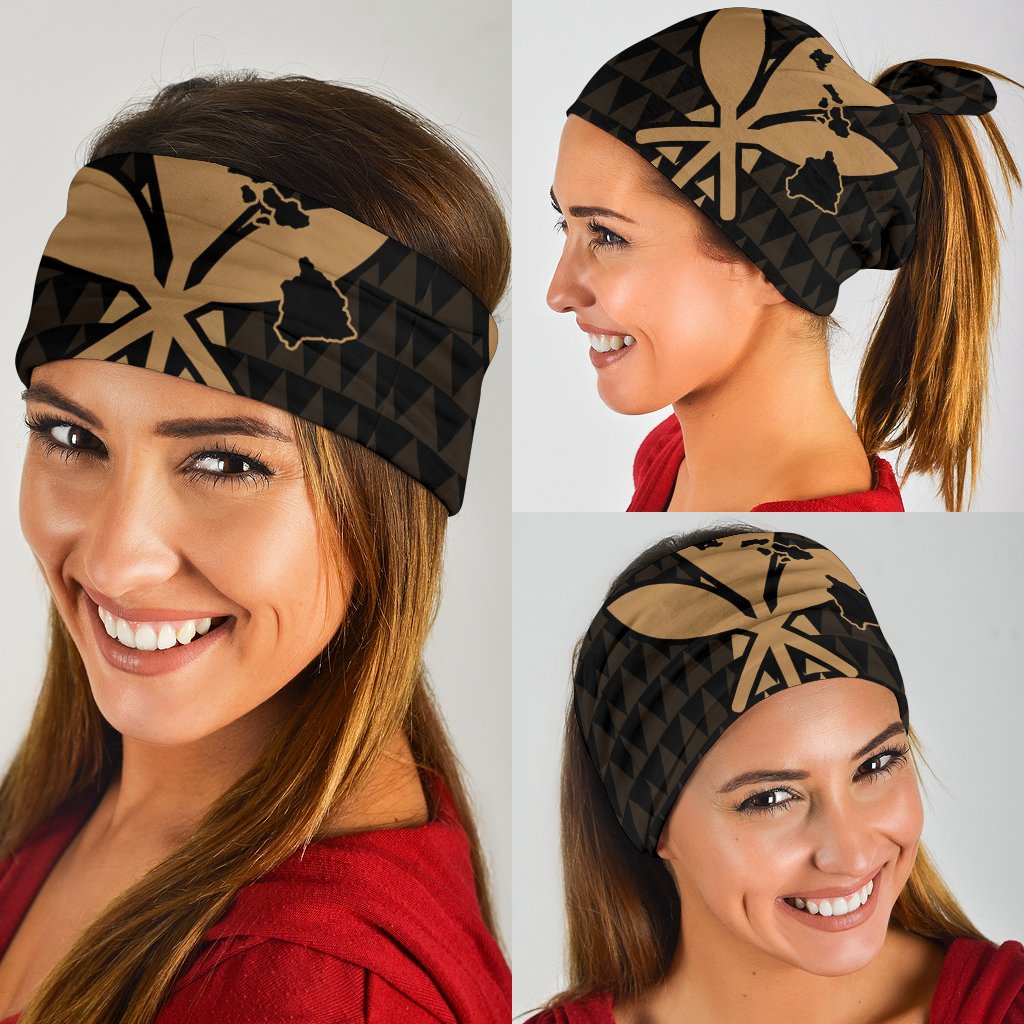 Hawaii Kanaka Map Kakau Bandana 3 - Pack - Gold - Polynesian Pride