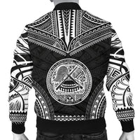 American Samoa Polynesian Chief Men's Bomber Jacket - Black Version - Polynesian Pride