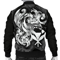 Polynesian Hawaii Men's Bomber Jacket - Kanaka Maoli White Turtle - Polynesian Pride