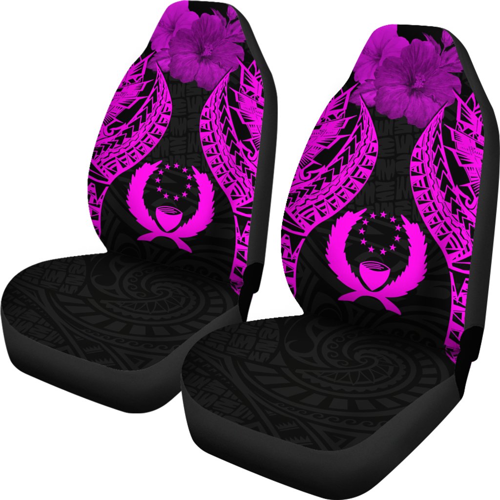Pohnpei Polynesian Car Seat Covers Pride Seal And Hibiscus Pink - Polynesian Pride