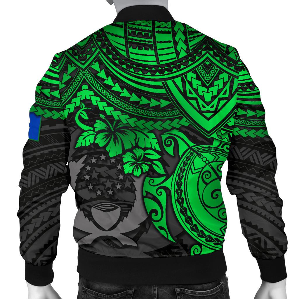 Pohnpei Polynesian Bomber Jacket (Men) - Polynesian Green Turtle - Polynesian Pride
