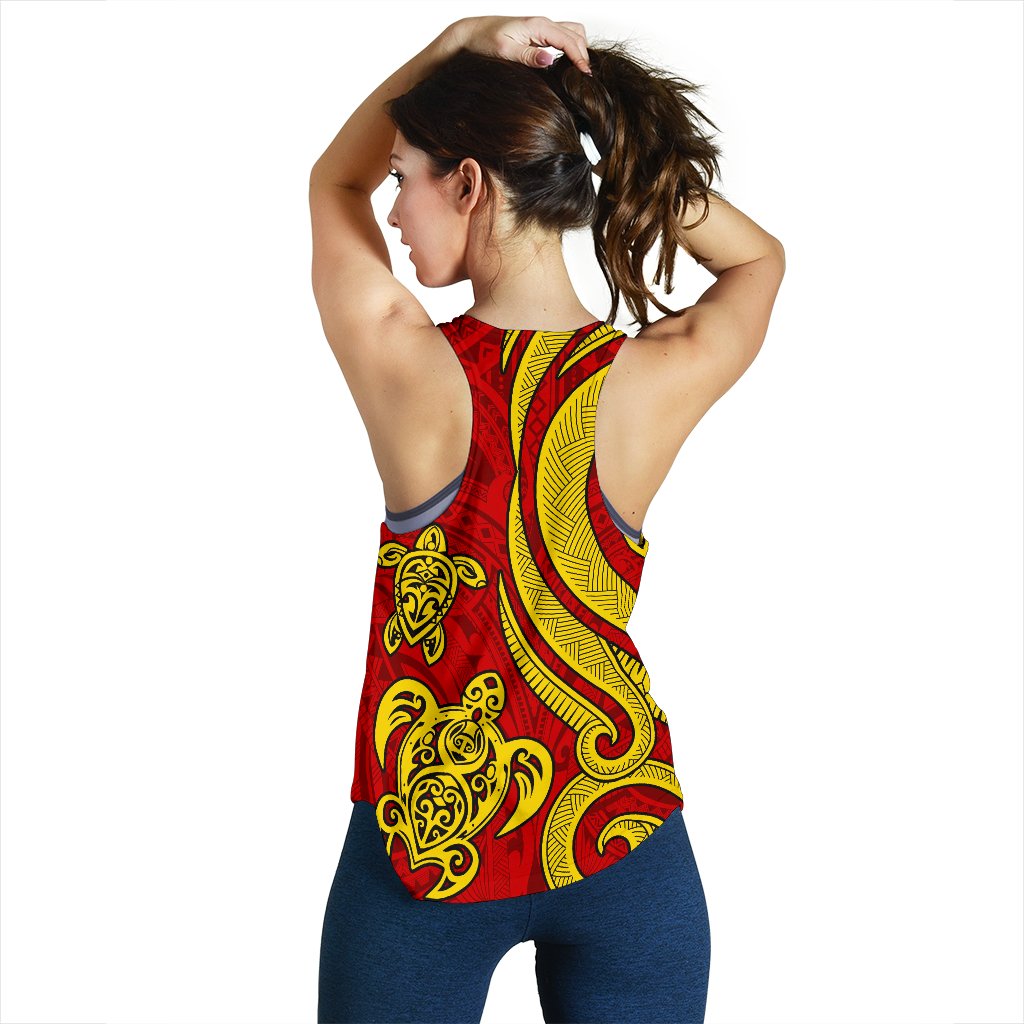 Polynesian Hawaii (Kanaka Maoli) Women Racerback Tank - Red Tentacle Turtle - Polynesian Pride