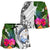 Marshall Islands Women's Short White - Turtle Plumeria Banana Leaf Crest - Polynesian Pride