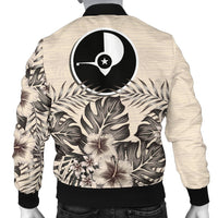 Yap Men's Bomber Jacket - The Beige Hibiscus - Polynesian Pride