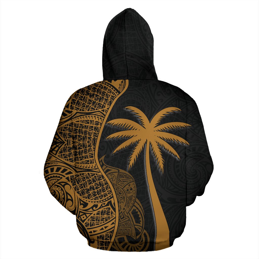 Pohnpei Polynesian Zip up Hoodie Coconut Tree Gold - Polynesian Pride